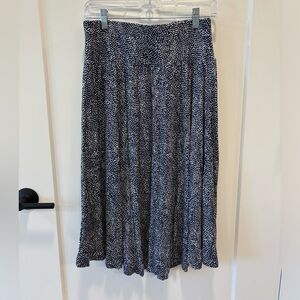 Navy blue and white polkadot midi skirt